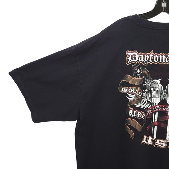 Bike Week 2009 Daytona Beach T Shirt Mens 3XL Double Sided Crew Neck Black Biker - Picture 15 of 16